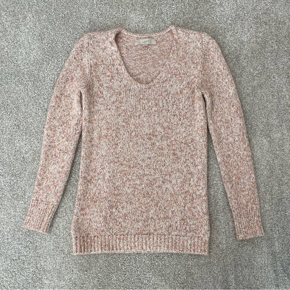 LOFT Multi-Colored V-Neck Sweater Size S